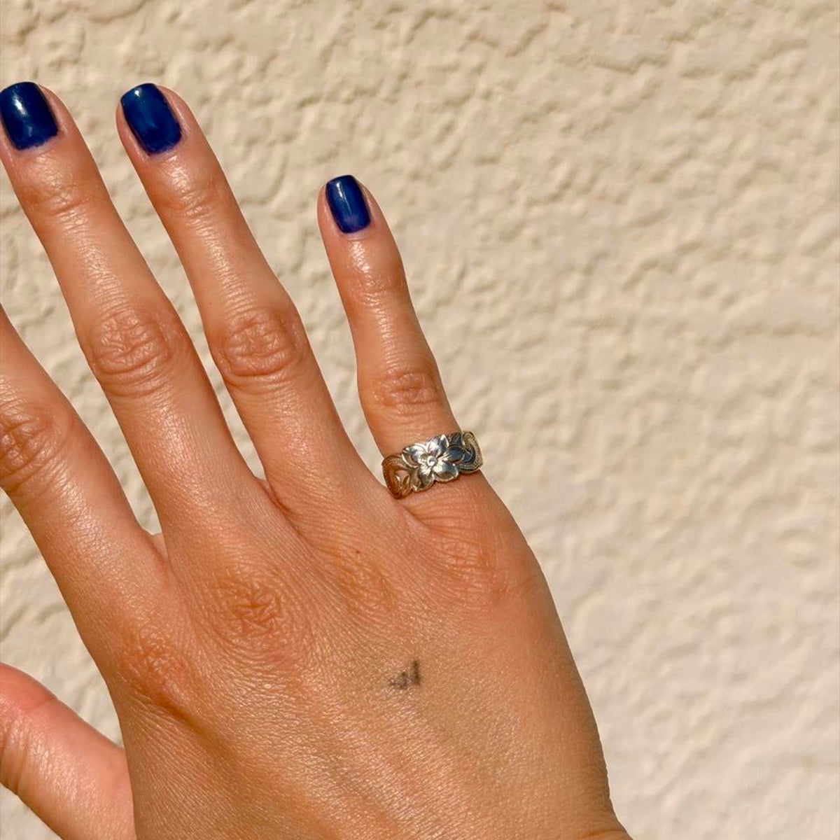vintage sterling silver ring plumeria scroll band